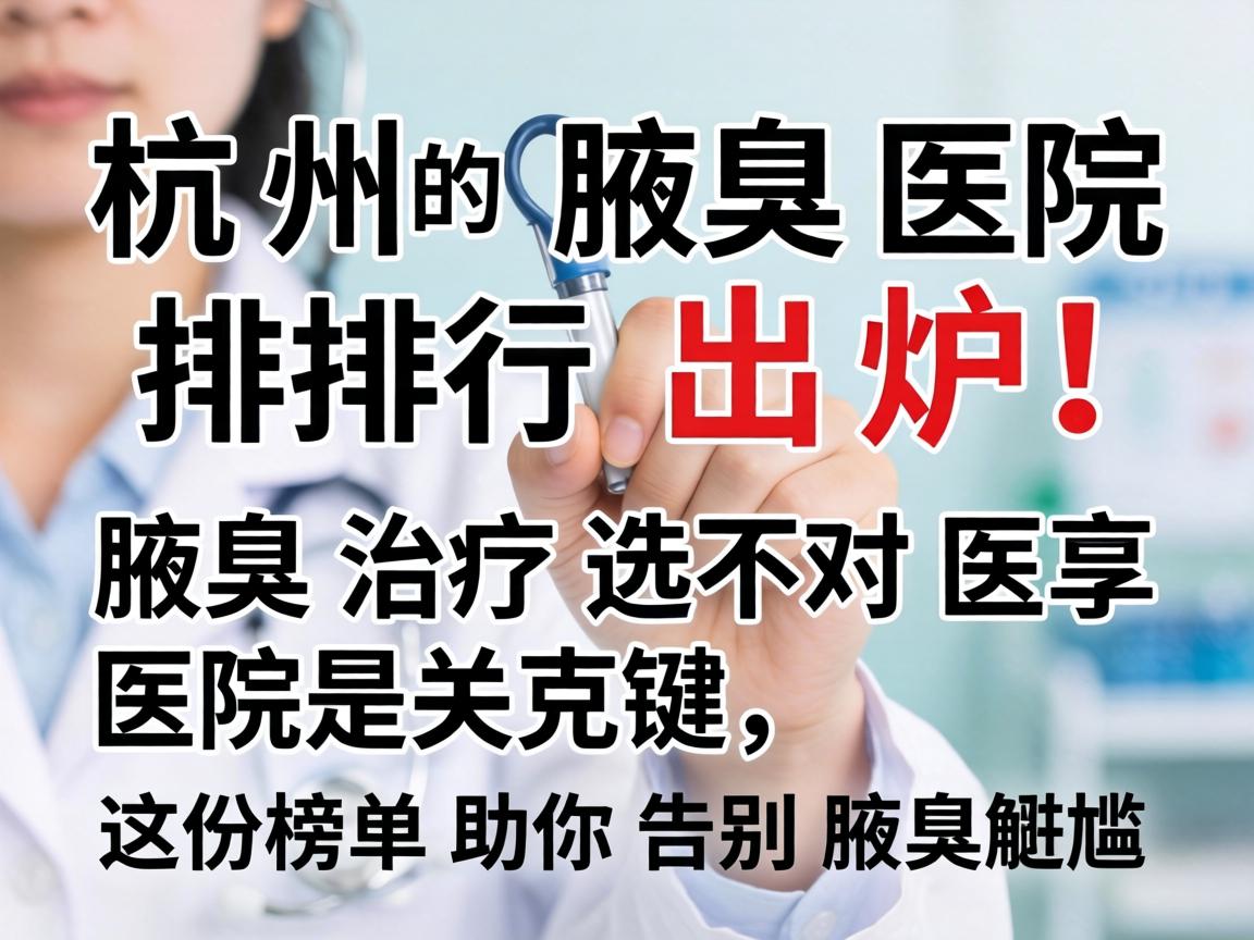 杭州腋臭医院排行出炉！腋臭治疗选对医院是关键，这份榜单助你告别腋臭尴尬
