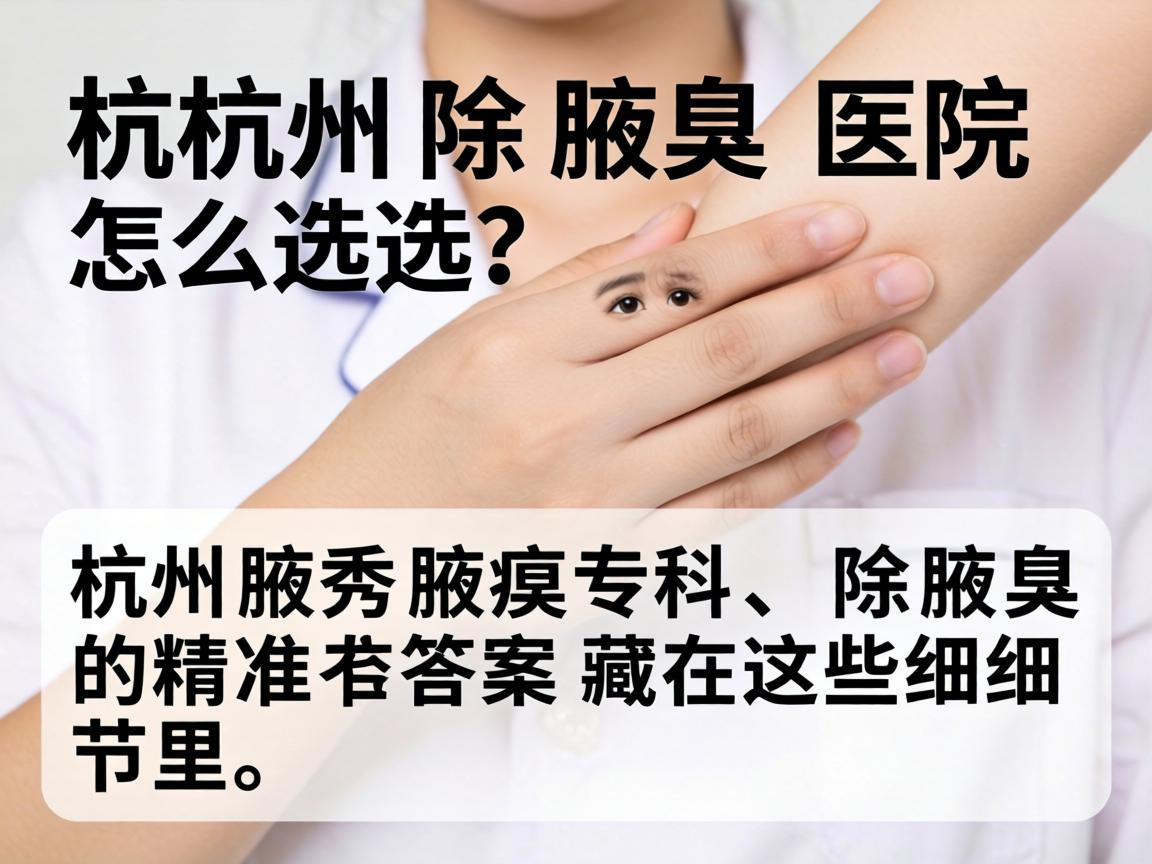 杭州除腋臭医院怎么选？杭州腋秀腋臭专科，除腋臭的精准答案藏在这些细节里