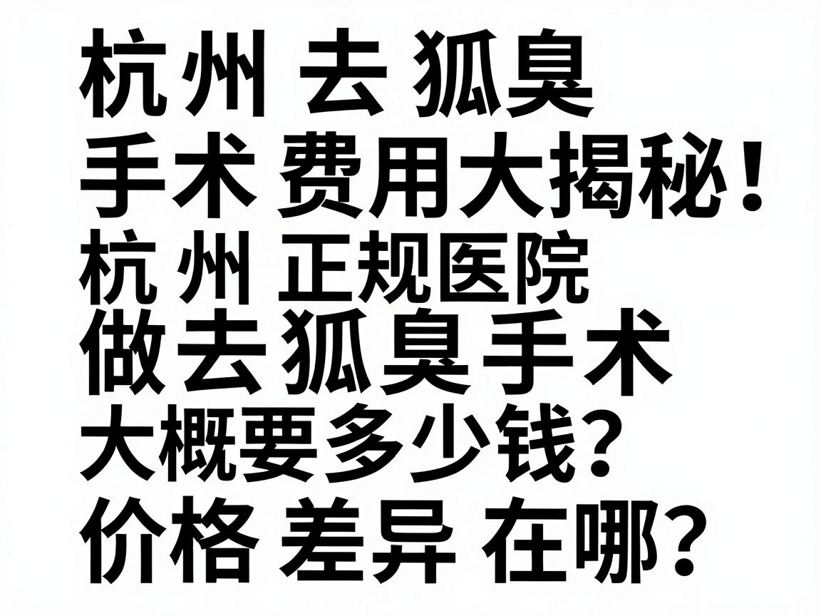 杭州去狐臭手术费用大揭秘,杭州正规医院做去狐臭手术大概要多少钱?价格差异在哪? 杭州去狐臭手术费用大揭秘,杭州正规医院做去狐臭手术大概要多少钱?价格差异在哪?