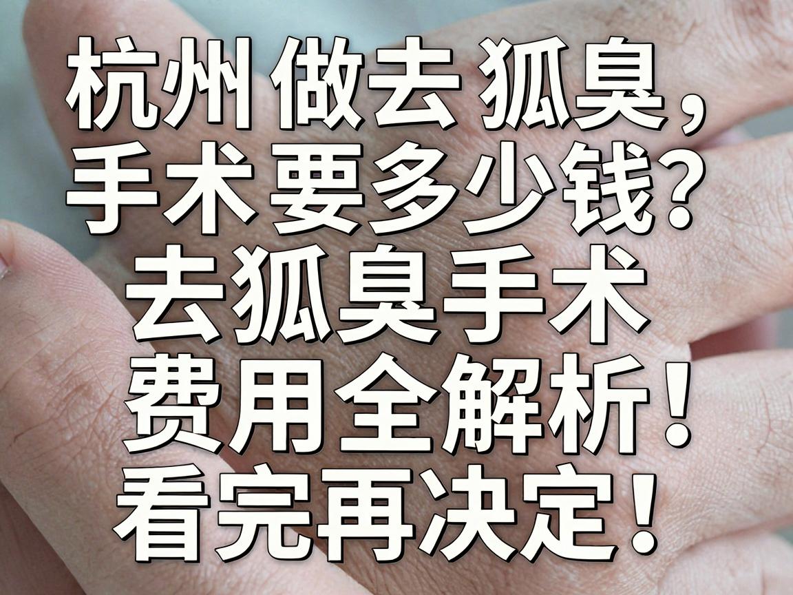 杭州做去狐臭手术要多少钱?去狐臭手术费用全解析,看完再决定! 杭州做去狐臭手术要多少钱?去狐臭手术费用全解析,看完再决定!