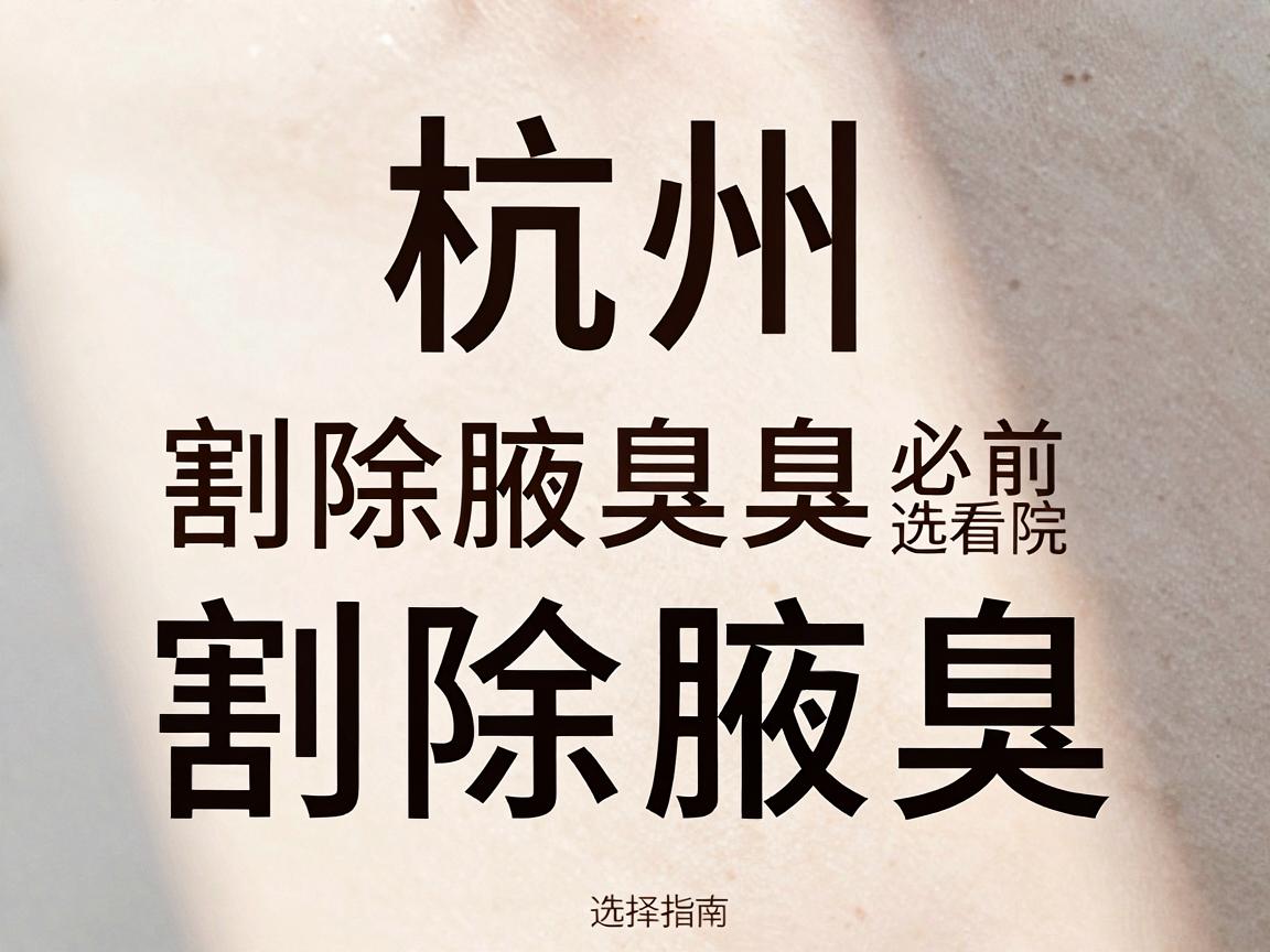 杭州割除腋臭，割除腋臭前必看的医院选择指南