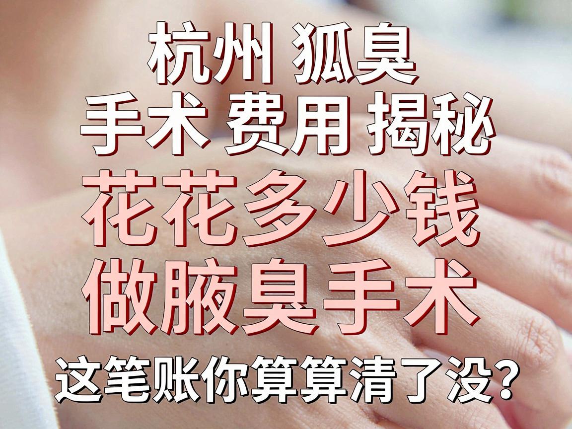 杭州狐臭手术费用揭秘，花多少钱做腋臭手术，这笔账你算清了没？