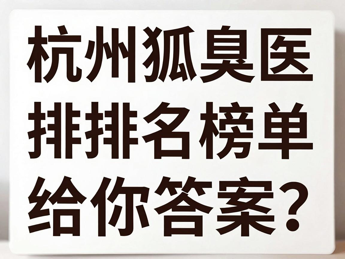 杭州狐臭医院排名怎么选？这份杭州狐臭医院排名榜单给你答案