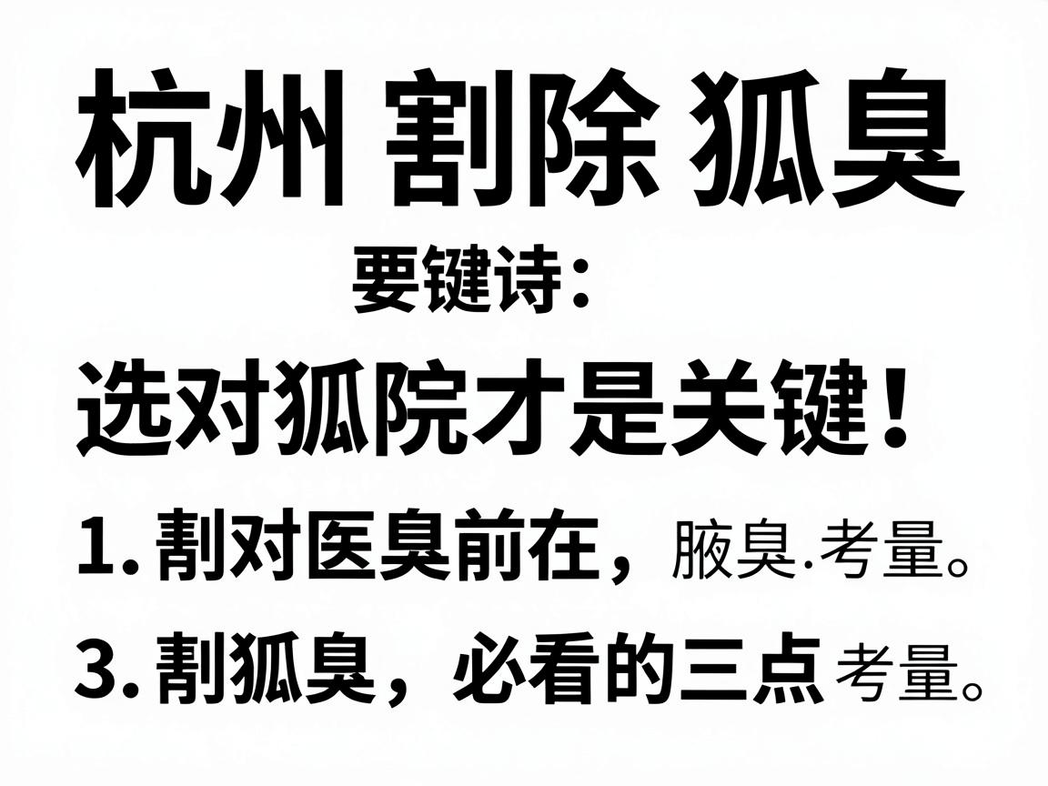 杭州割除狐臭,选对医院才是关键!割狐臭前必看的三点考量 杭州割除狐臭,选对医院才是关键!割狐臭前必看的三点考量