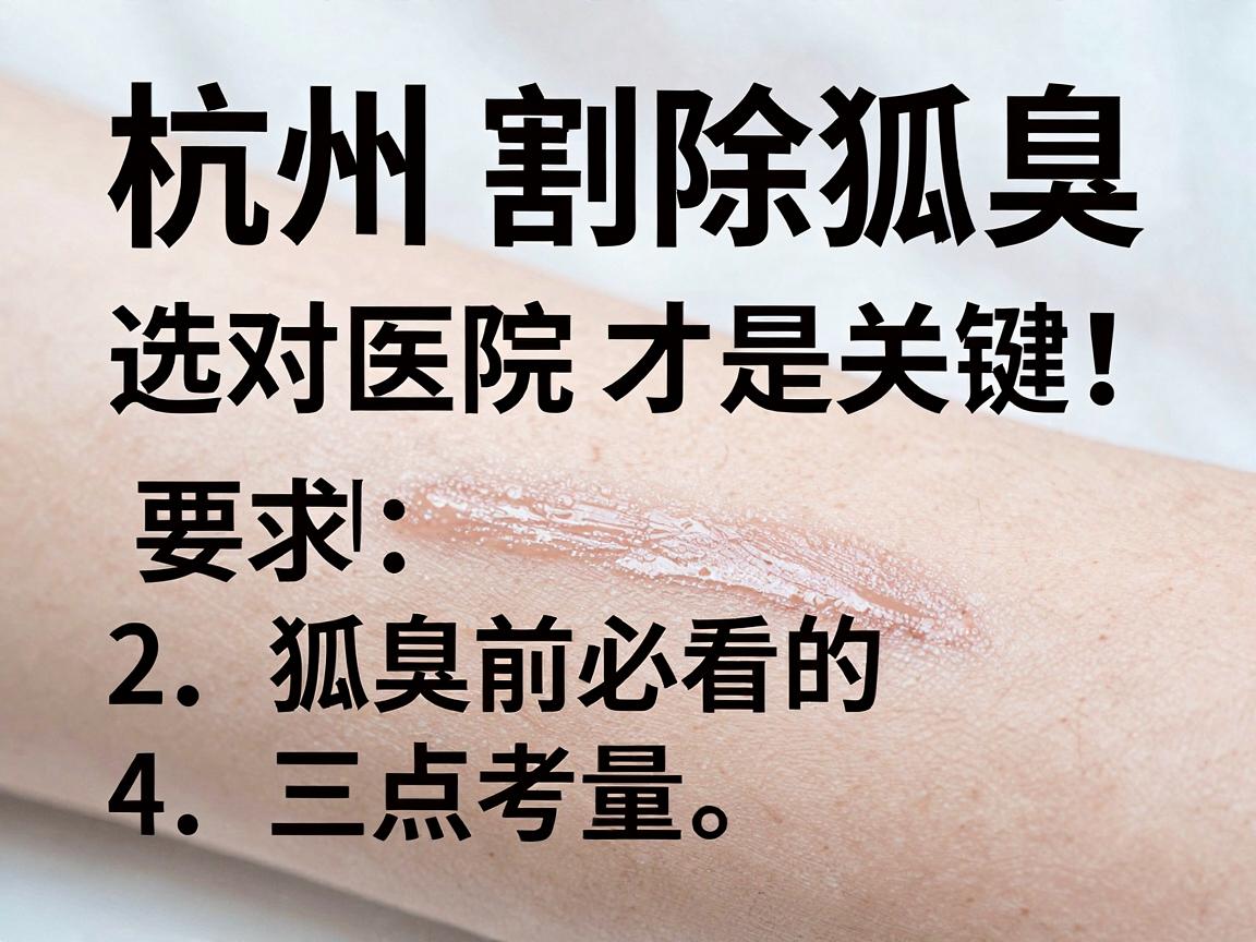 杭州割除狐臭,选对医院才是关键!割狐臭前必看的三点考量 杭州割除狐臭,选对医院才是关键!割狐臭前必看的三点考量