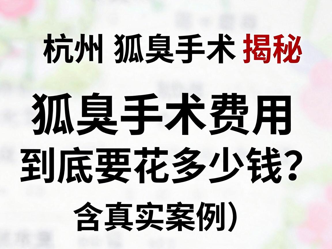 杭州狐臭手术价格揭秘，狐臭手术费用到底要花多少钱？含真实案例）