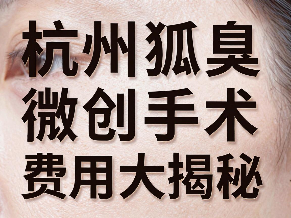 杭州狐臭微创手术费用大揭秘，一次讲清杭州腋臭手术费用与价值