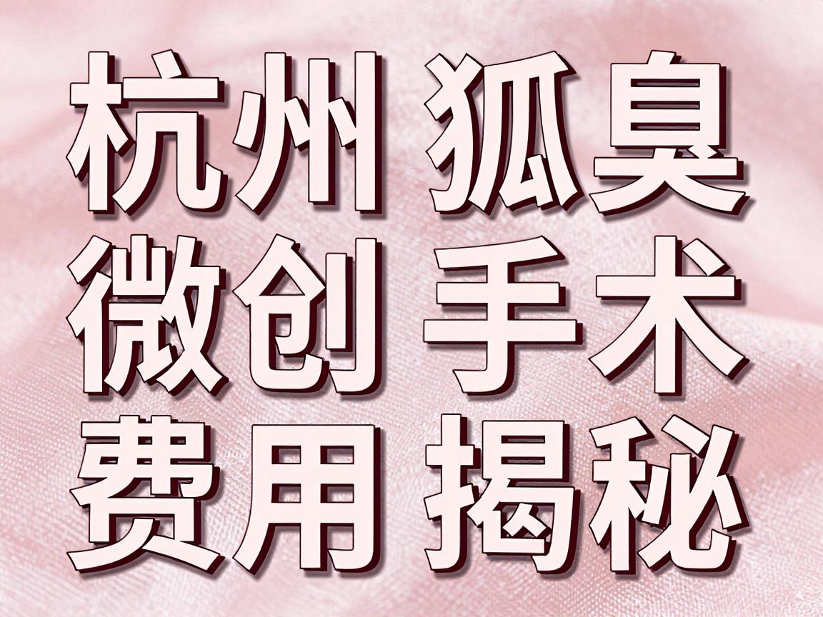 杭州狐臭微创手术费用大揭秘，一次讲清杭州腋臭手术费用与价值