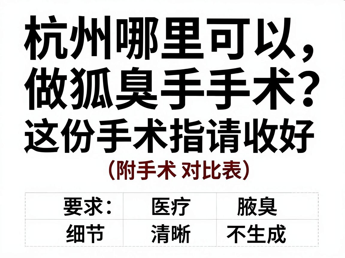 杭州哪里可以做狐臭手术？这份手术指南请收好（附手术对比表）