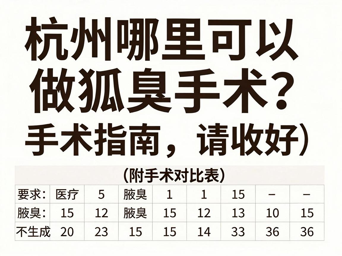 杭州哪里可以做狐臭手术？这份手术指南请收好（附手术对比表）