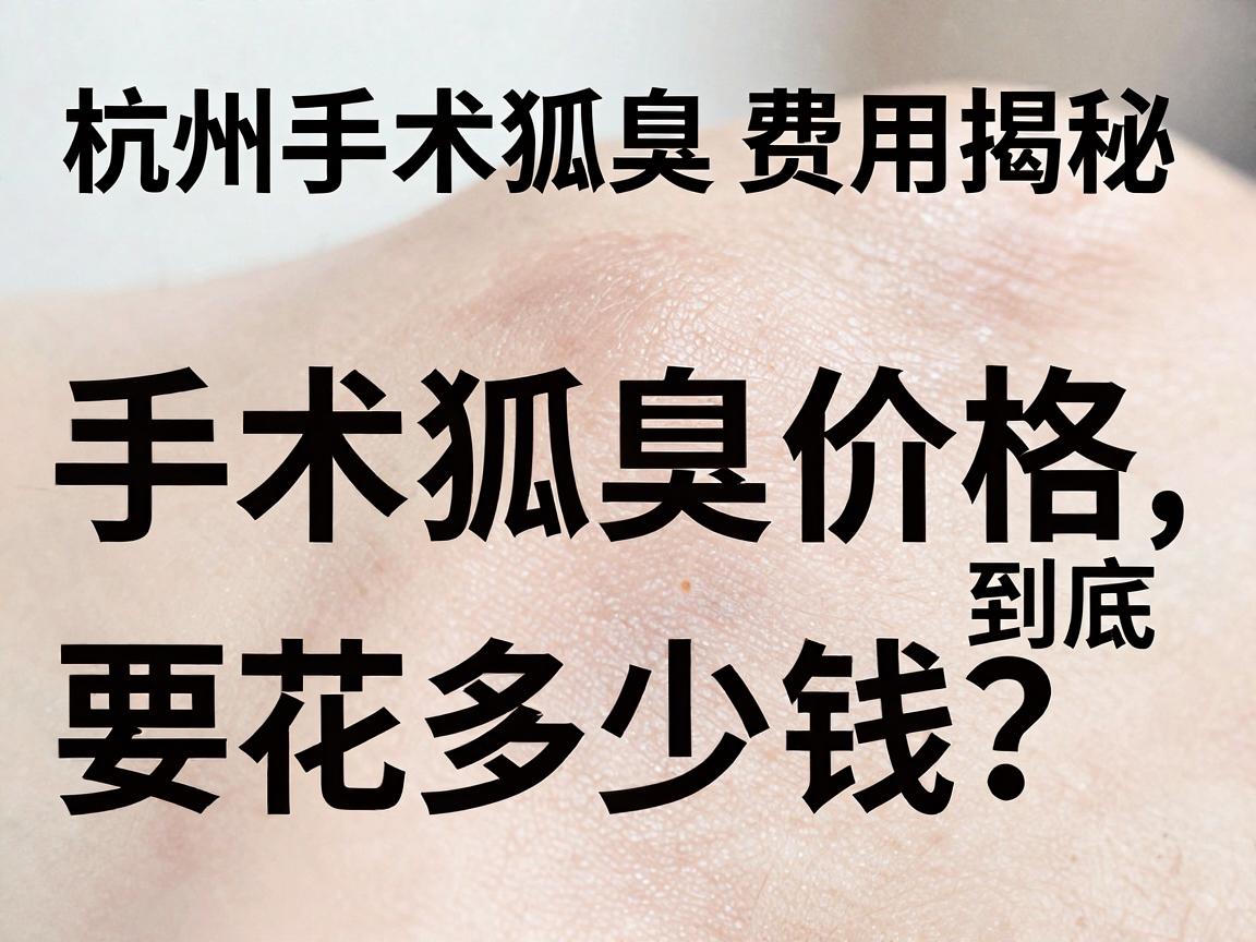杭州手术狐臭费用揭秘，手术狐臭价格到底要花多少钱？一文讲清杭州手术狐臭的收费逻辑