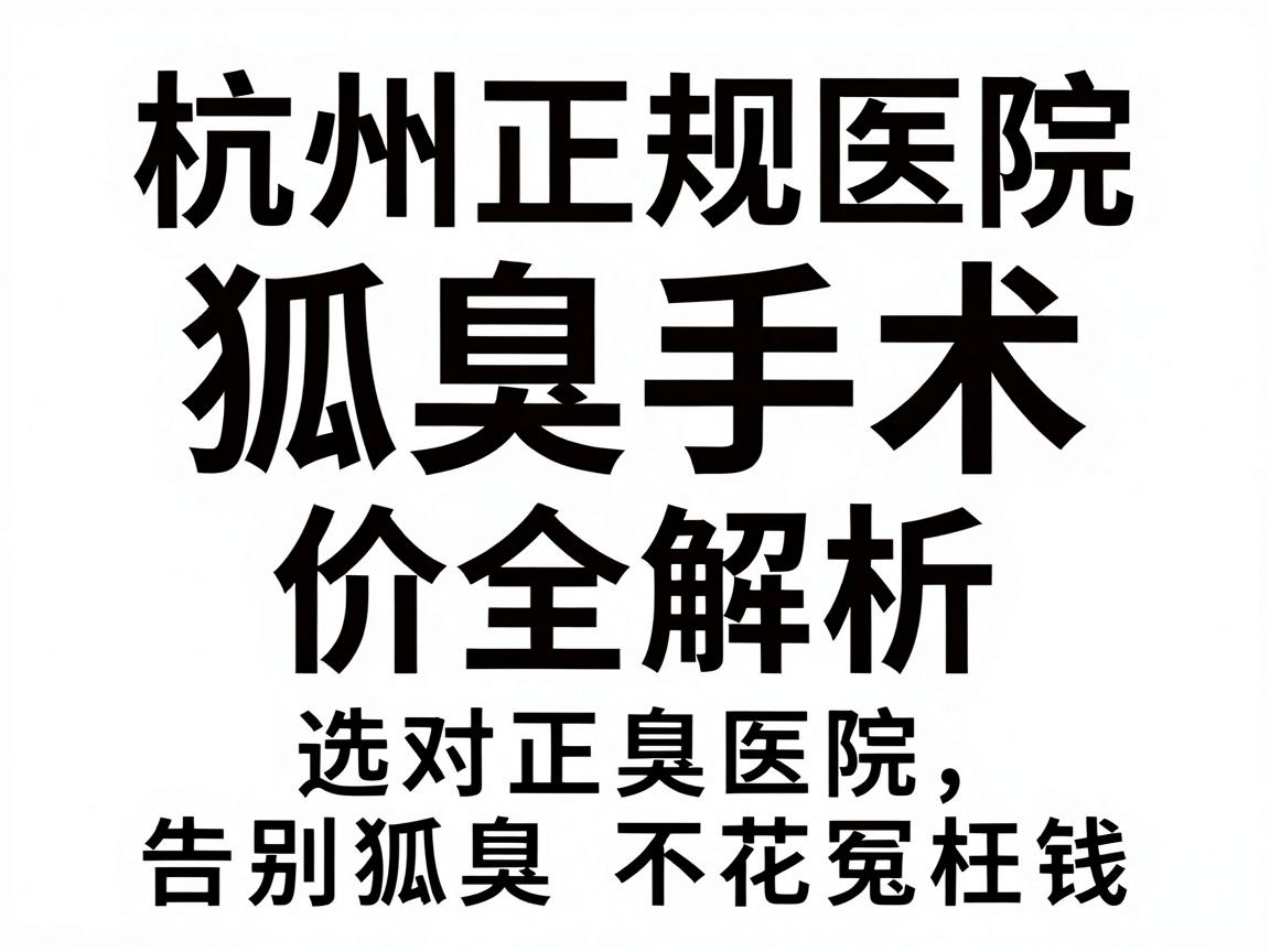 杭州正规医院狐臭手术价格全解析，选对正规医院，告别狐臭不花冤枉钱