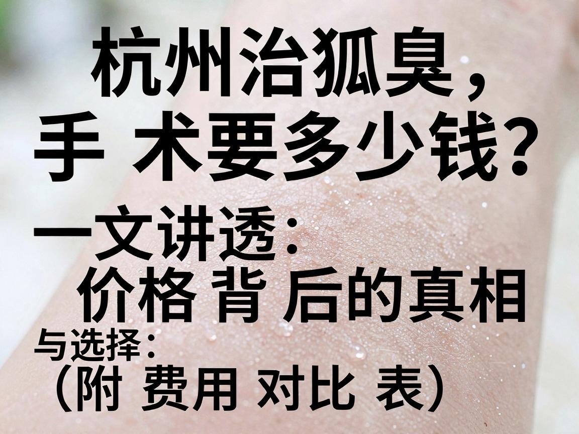 杭州治狐臭手术要多少钱？一文讲透价格背后的真相与选择（附费用对比表）