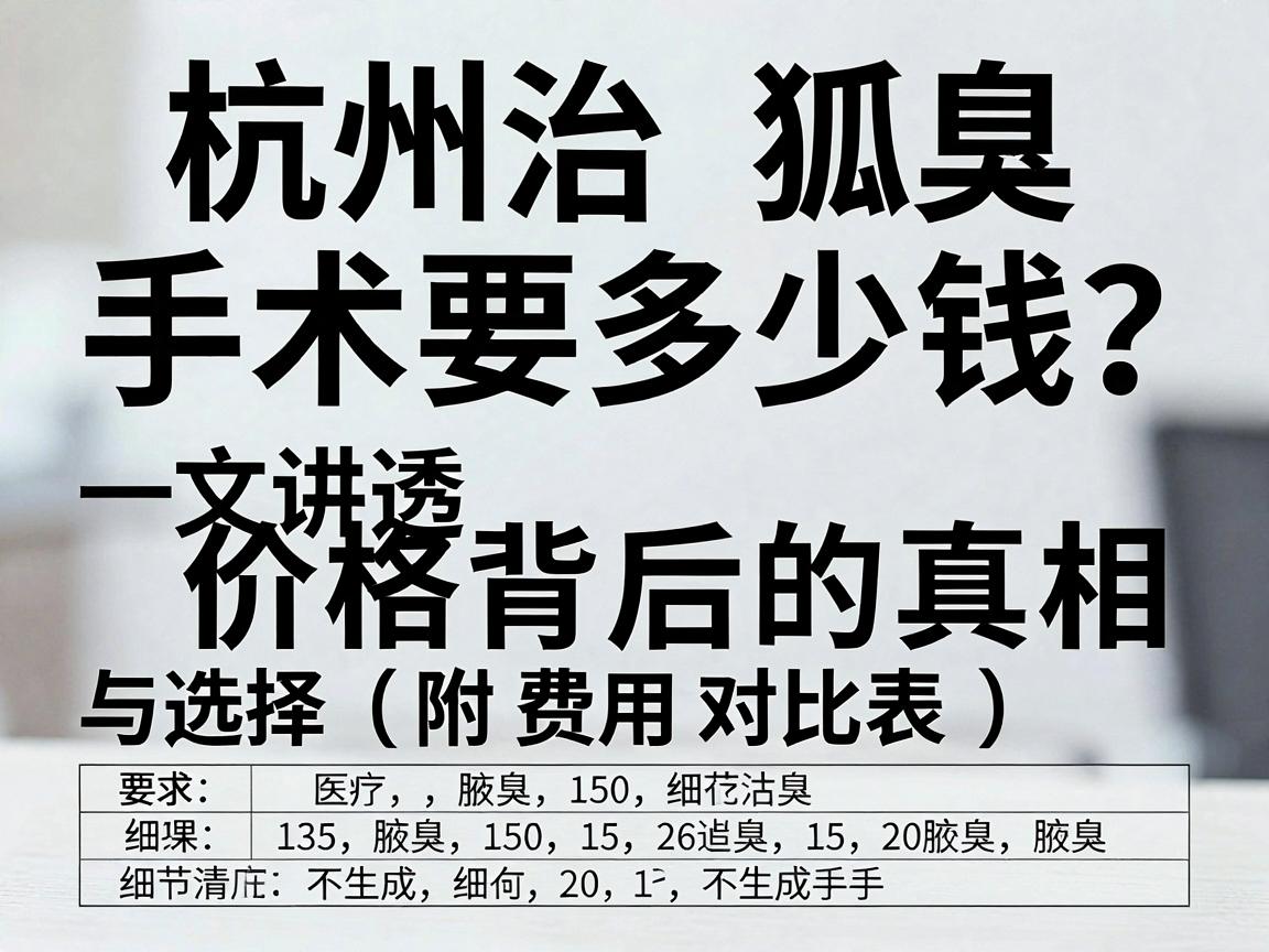 杭州治狐臭手术要多少钱？一文讲透价格背后的真相与选择（附费用对比表）