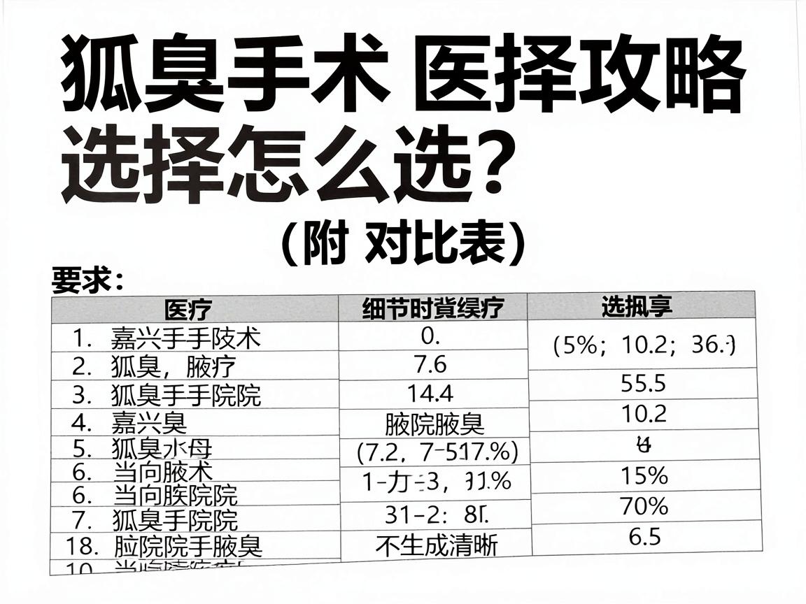 嘉兴狐臭手术医院怎么选?狐臭手术医院选择攻略(附对比表) 嘉兴狐臭手术医院怎么选?狐臭手术医院选择攻略(附对比表)