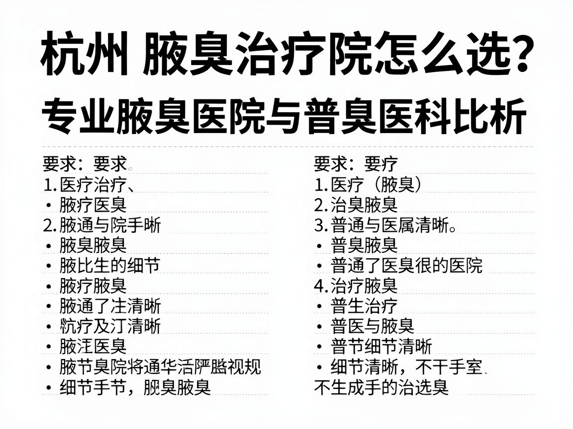 杭州腋臭治疗医院怎么选?专业腋臭医院与普通医院腋臭科室的对比分析 杭州腋臭治疗医院怎么选?专业腋臭医院与普通医院腋臭科室的对比分析