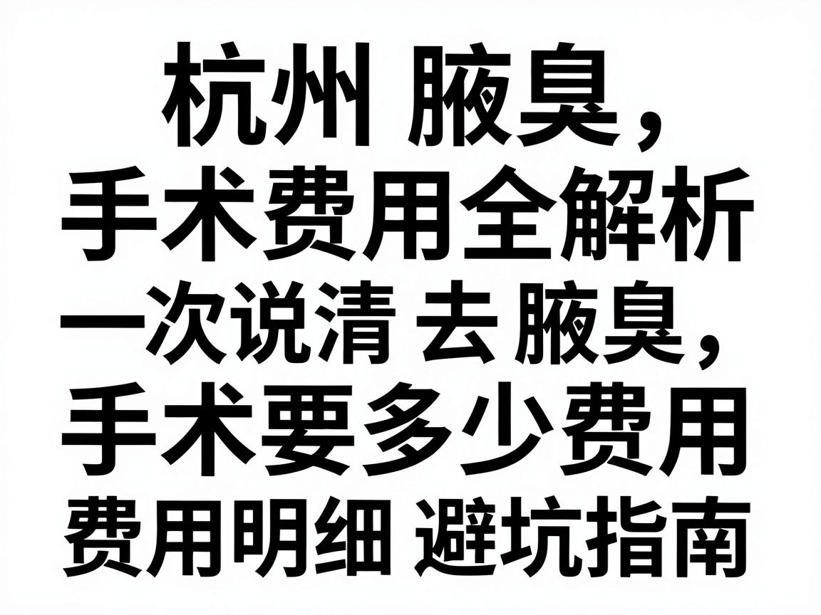 杭州腋臭手术费用全解析,一次说清杭州去腋臭手术要多少费用,费用明细与避坑指南 杭州腋臭手术费用全解析,一次说清杭州去腋臭手术要多少费用,费用明细与避坑指南