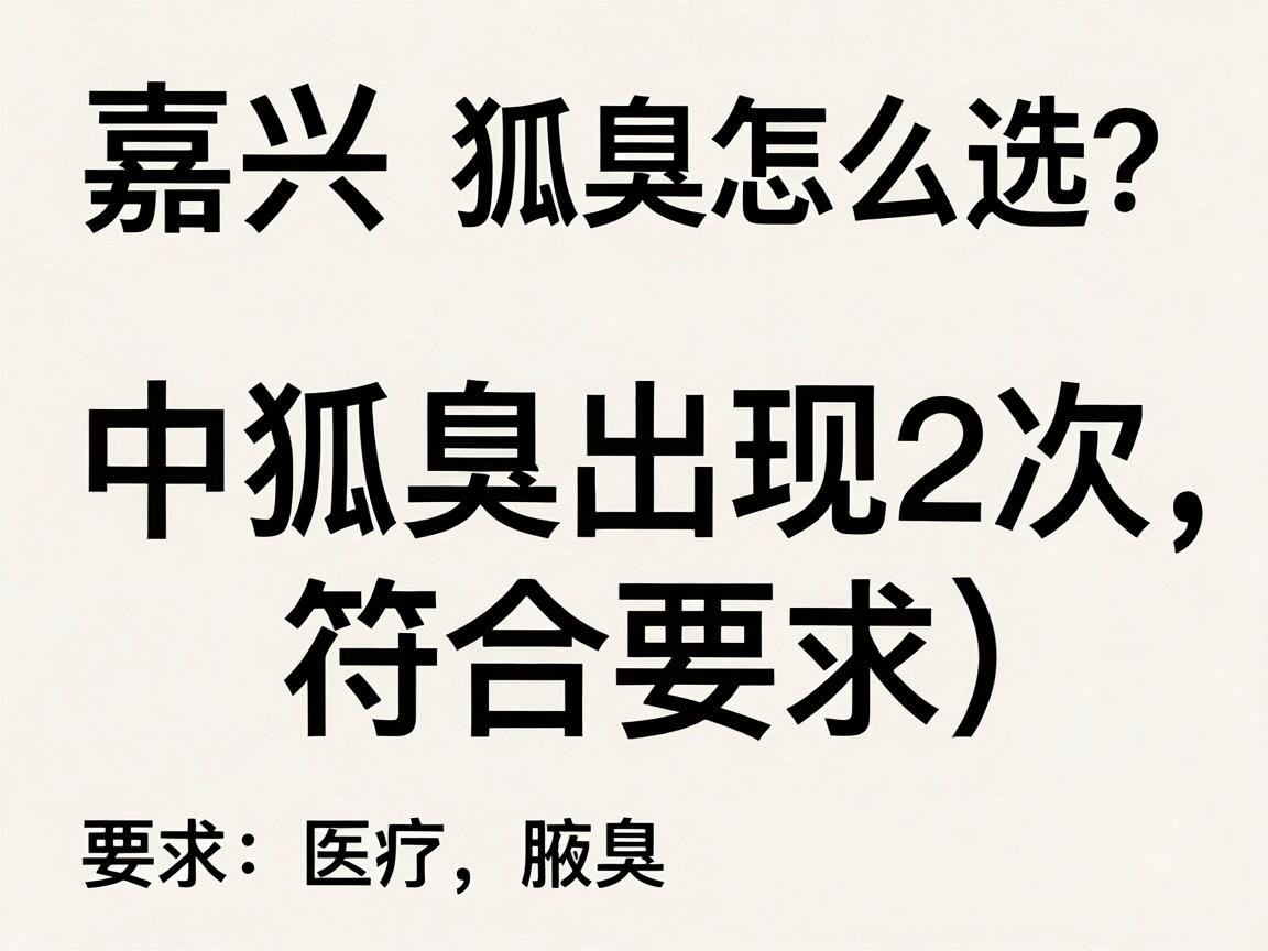 嘉兴狐臭医院怎么选?狐臭治疗前,先搞懂这3个关键点
中狐臭出现2次,符合要求) 嘉兴狐臭医院怎么选?狐臭治疗前,先搞懂这3个关键点
中狐臭出现2次,符合要求)