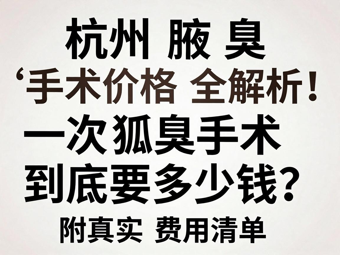 杭州腋臭手术价格全解析，一次狐臭手术到底要多少钱？附真实费用清单
