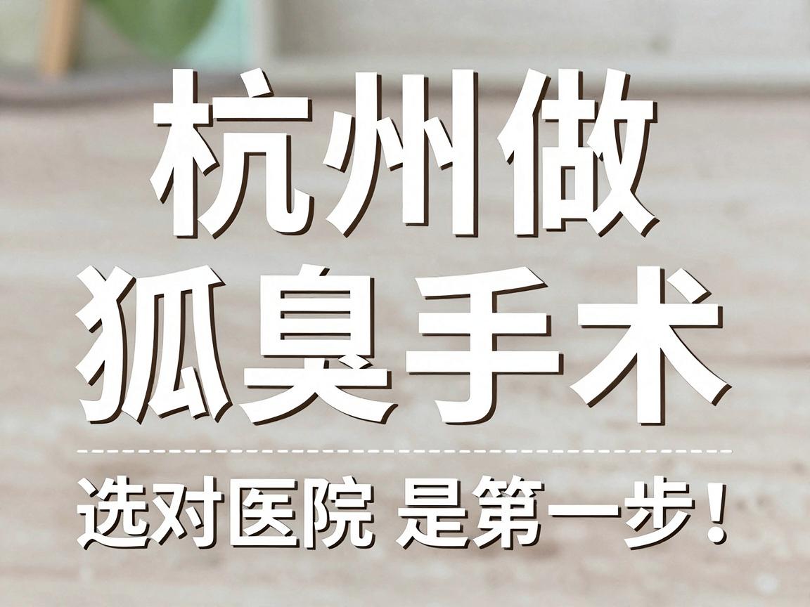 杭州做狐臭手术，选对医院是第一步！杭州腋臭专科医院避坑指南