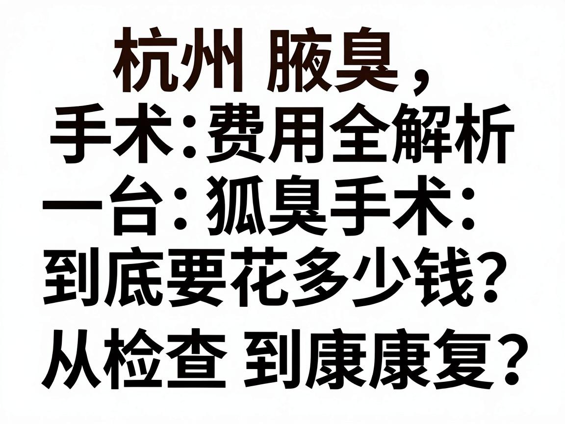杭州腋臭手术费用全解析，一台狐臭手术到底要花多少钱？从检查到康复的费用清单