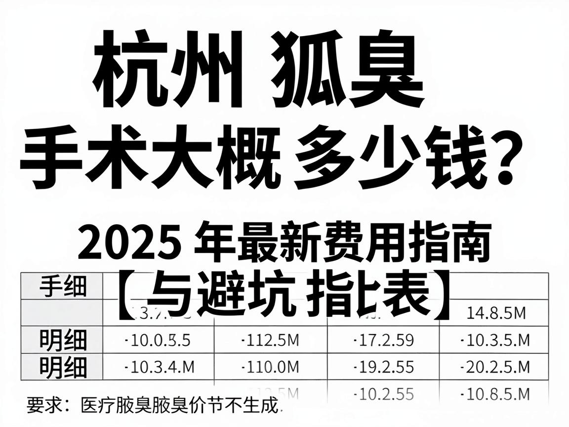 杭州狐臭手术大概多少钱？2025年最新费用明细与避坑指南（内含价格对比表）