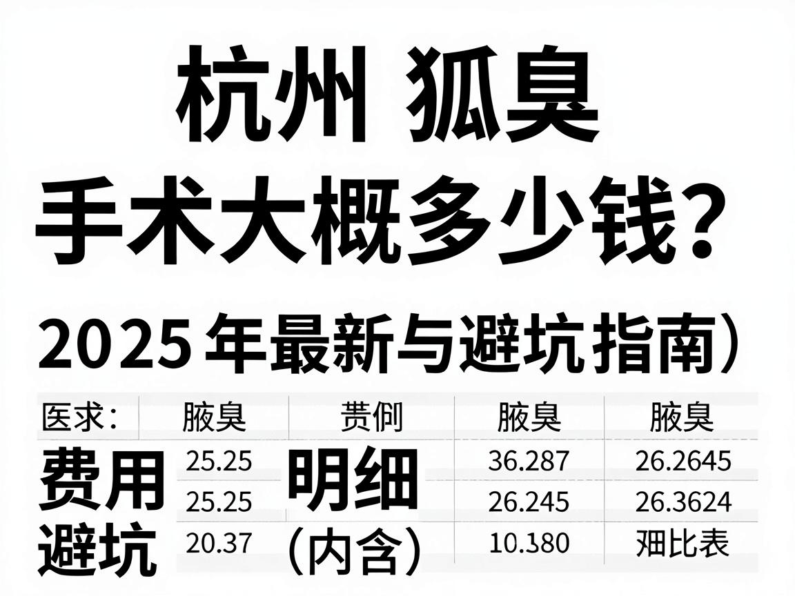 杭州狐臭手术大概多少钱？2025年最新费用明细与避坑指南（内含价格对比表）