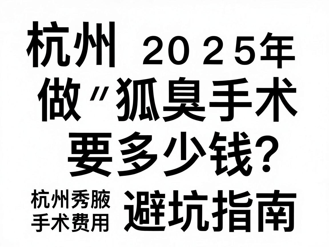 杭州做狐臭手术要多少钱？2025年杭州腋秀腋臭手术费用明细与避坑指南