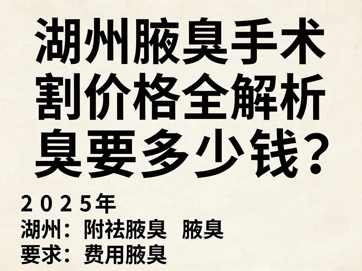 湖州割腋臭要多少钱?2025年湖州腋臭手术价格全解析,附湖州祛腋臭费用明细 湖州割腋臭要多少钱?2025年湖州腋臭手术价格全解析,附湖州祛腋臭费用明细