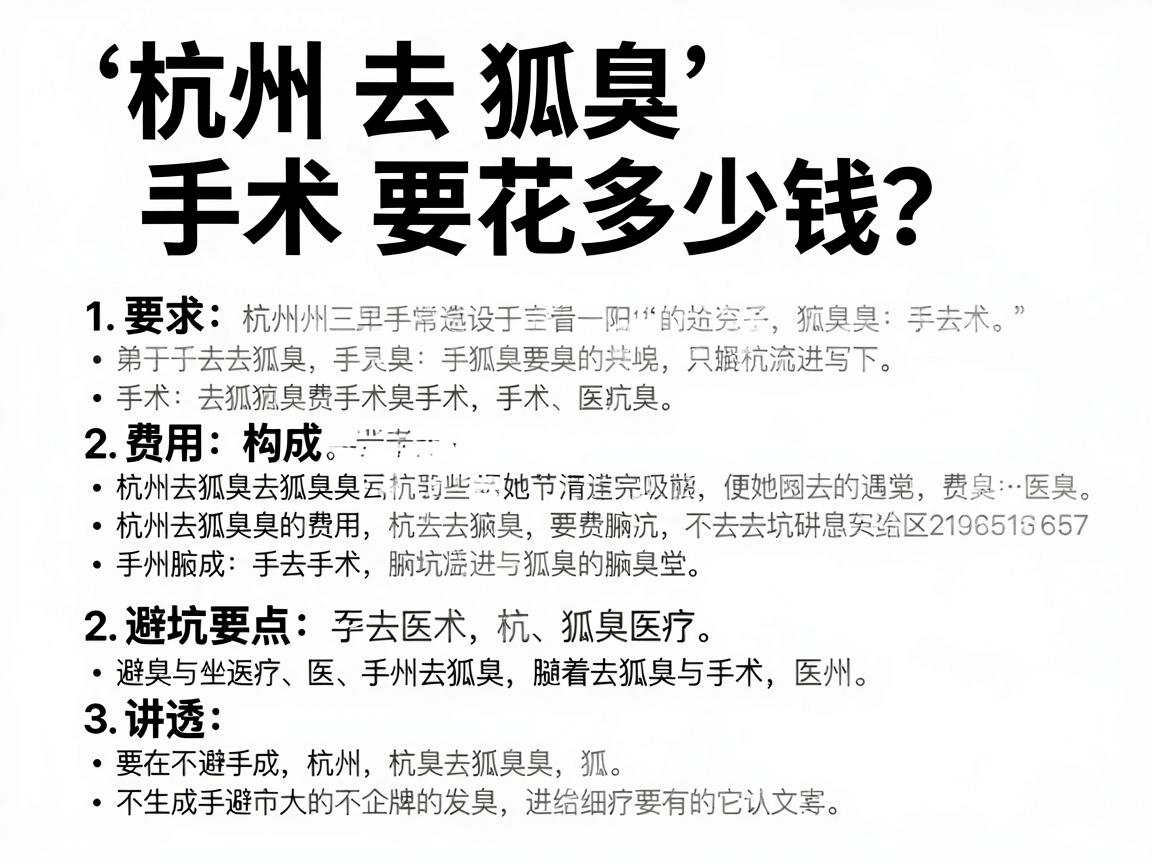 杭州去狐臭手术要花多少钱？这篇文章把杭州去狐臭手术的费用构成和避坑要点讲透