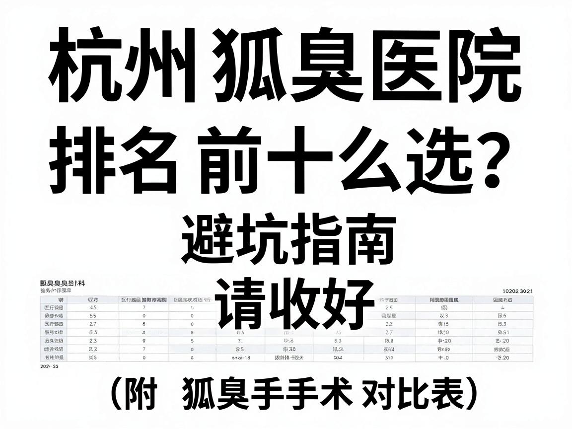 杭州狐臭医院排名前十名怎么选?这份腋臭专科避坑指南请收好(附狐臭手术对比表) 杭州狐臭医院排名前十名怎么选?这份腋臭专科避坑指南请收好(附狐臭手术对比表)
